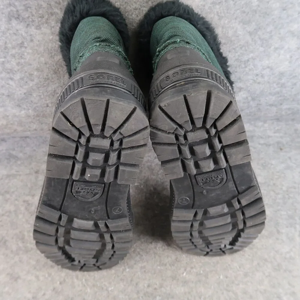 Sorel Shoes Womens 7 Boots Winter Snow Outdoor Retro Warm Green Black Lace Up